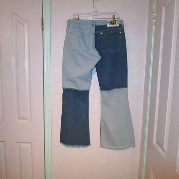 The Ragged Priest Patchwork Jeans Size 34 Bell Bottom Hippie Trip 90s Rave Y2K - Picture 7 of 10